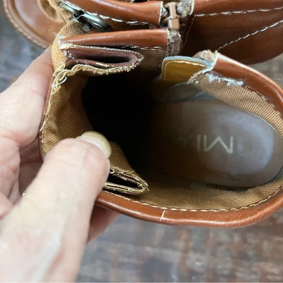 RARE PLATFORM ANKLE BOOTS MIA SIZE 5 1/2 BROWN FAUX LEATHER - Picture 6 of 6